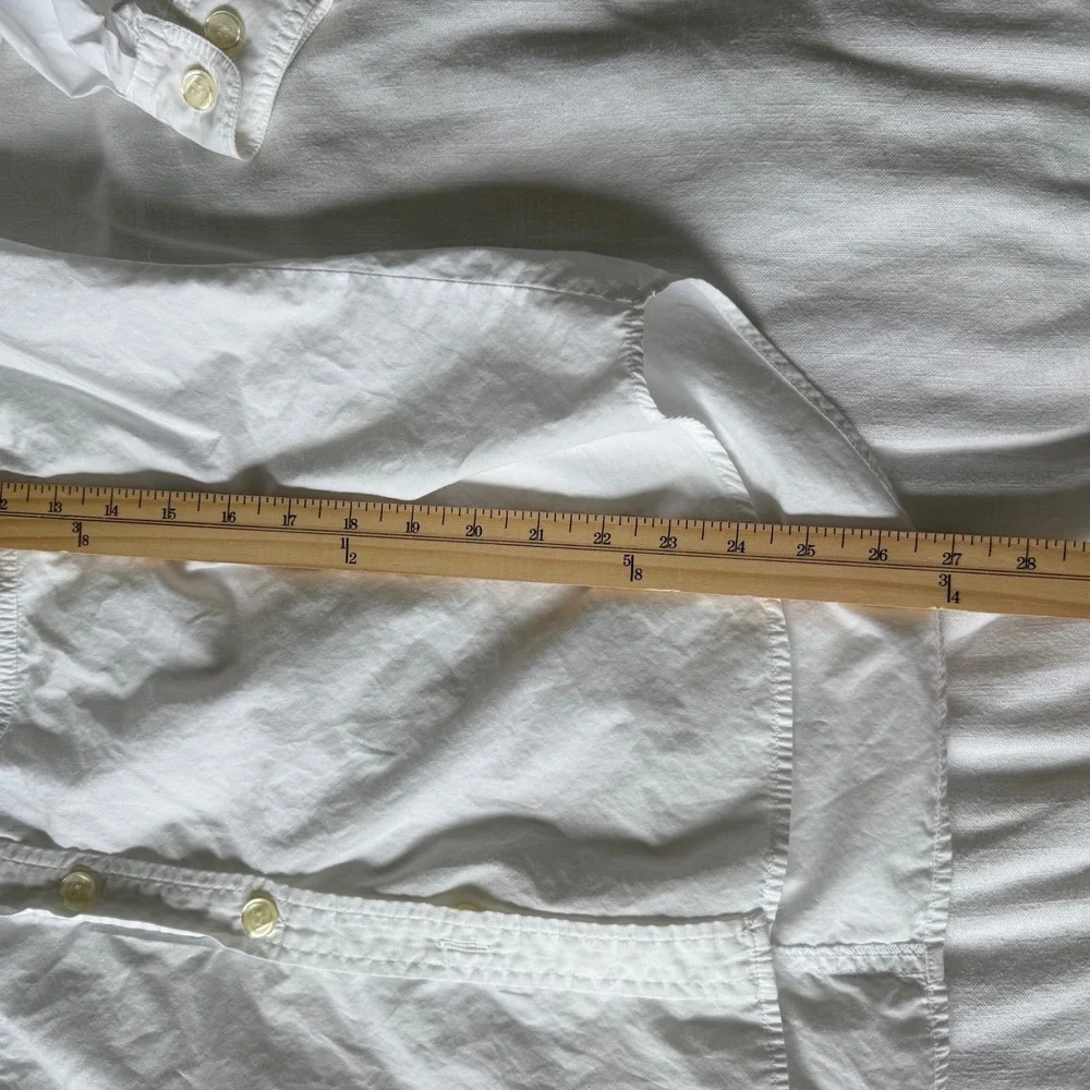 90's Lizsport White Cotton Button Down Long Sleeve Shirt Pocket Size L - Picture 5 of 7